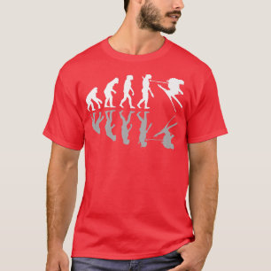 Funny Human Evolution Skiing Humour Ski Snowboard  T-Shirt