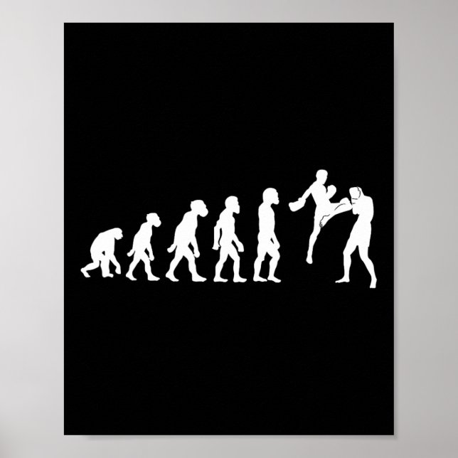 Funny Human Muay Thai Evolution Kickboxing Mma Box Poster (Front)