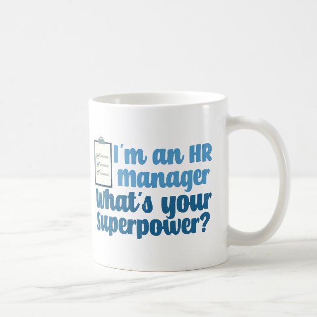 Funny Human Resources Manager Superhero HR Coffee Mug (Right)