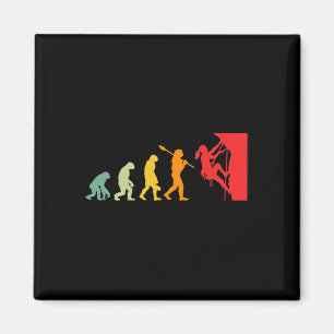 Funny Human Rock Climbing Evolution Funny Retro Magnet