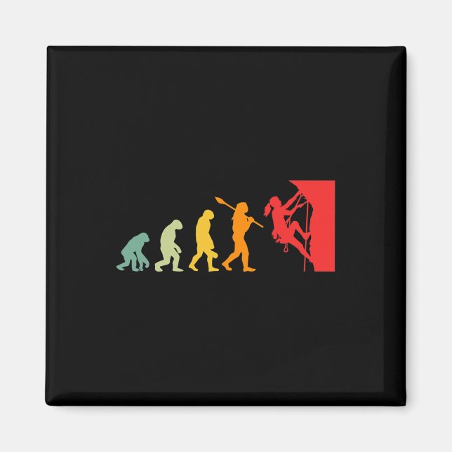 Funny Human Rock Climbing Evolution Funny Retro  Magnet (Front)
