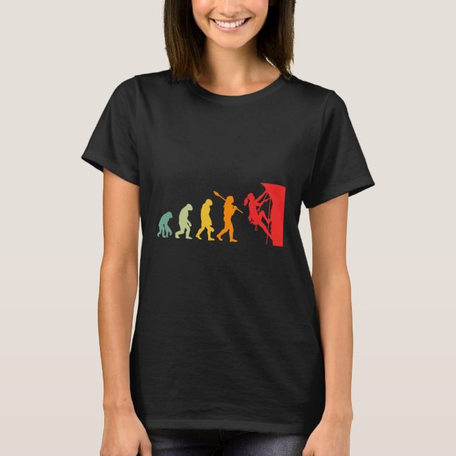 Funny Human Rock Climbing Evolution Funny Retro  T-Shirt (Front)