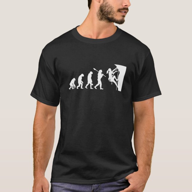 Funny Human Rock Climbing Evolution of Man T-Shirt (Front)