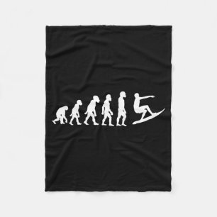 Funny Human Surfing Evolution Surfer Wave Beach Fleece Blanket