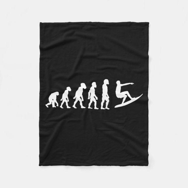 Funny Human Surfing Evolution Surfer Wave Beach Fleece Blanket (Front)