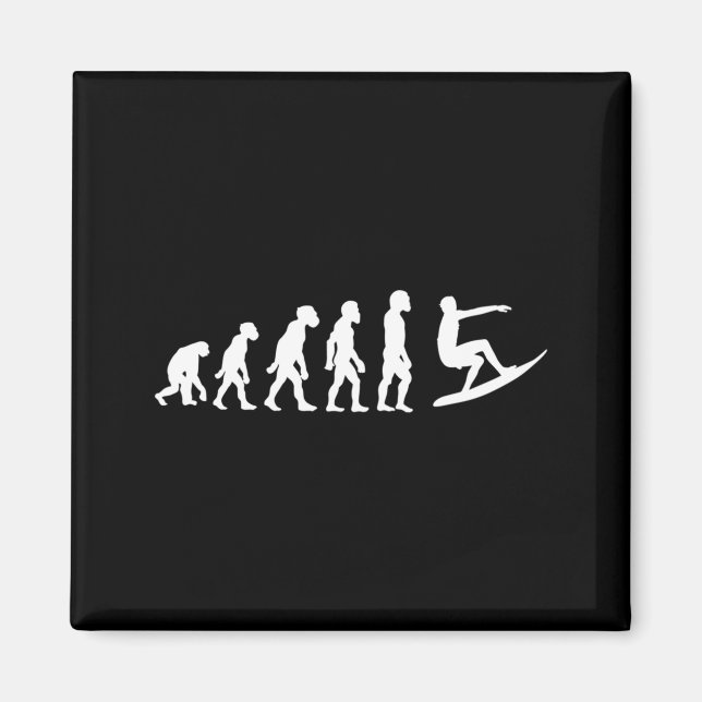 Funny Human Surfing Evolution Surfer Wave Beach Magnet (Front)