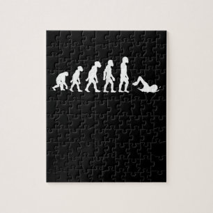 Funny Human Swimming Evolution Swimmer Swim Design Jigsaw Puzzle