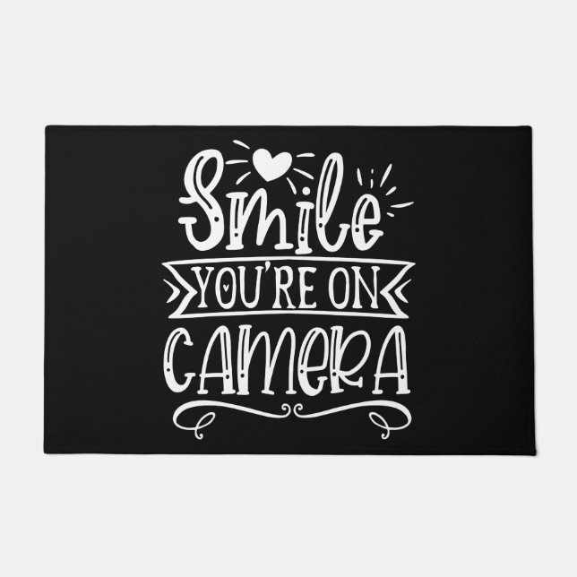 Funny Humor - Smile, You're On Camera Doormat (Front)