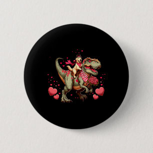 Funny Humor Valentine T-rex Golden Retriever Dinos 6 Cm Round Badge