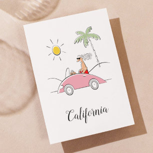 Funny Humorous California Lady and Fancy Car Postcard