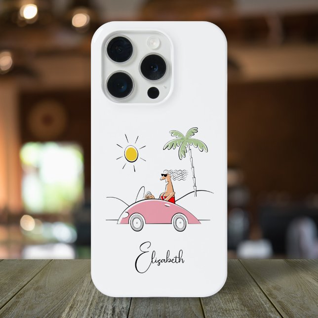 Funny Humorous Cartoon Lady Fancy Car Palm iPhone Case (Creator Uploaded)
