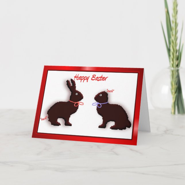 FUNNY HUMOROUS HAPPY EASTER CHOCOLATE BUNNY RABBIT HOLIDAY CARD (Front)