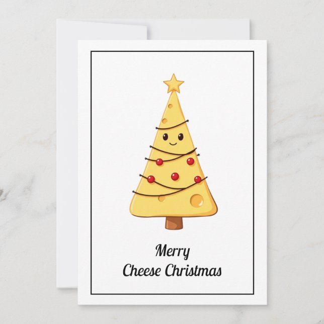 Funny Humour Cartoon Cheese Merry Christmas Holiday Card (Front)
