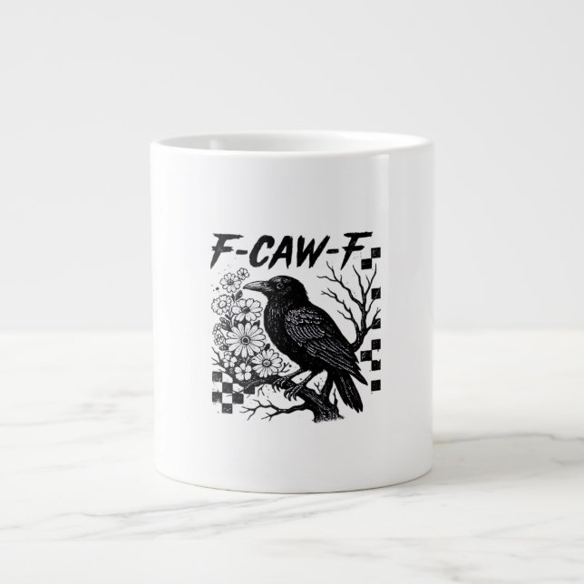 Funny Humour Crow Gothic F-Caw-F Essential Large Coffee Mug (Front)