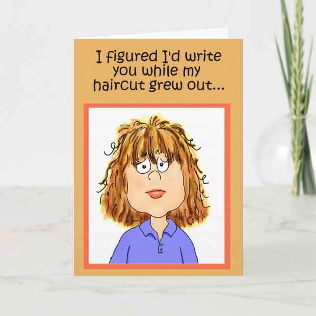 Funny Humour Friend Haircut Grow Out Paper Card (Front)