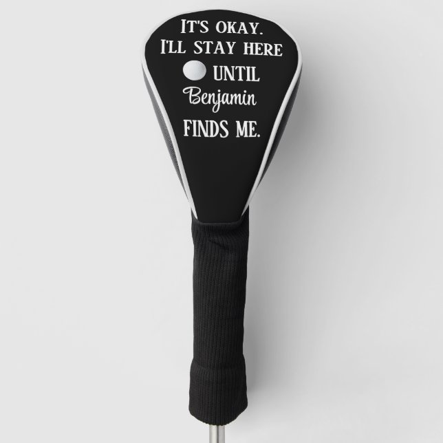 Funny Humour Golf Ball Bold Black White Typography Head Cover (Front)