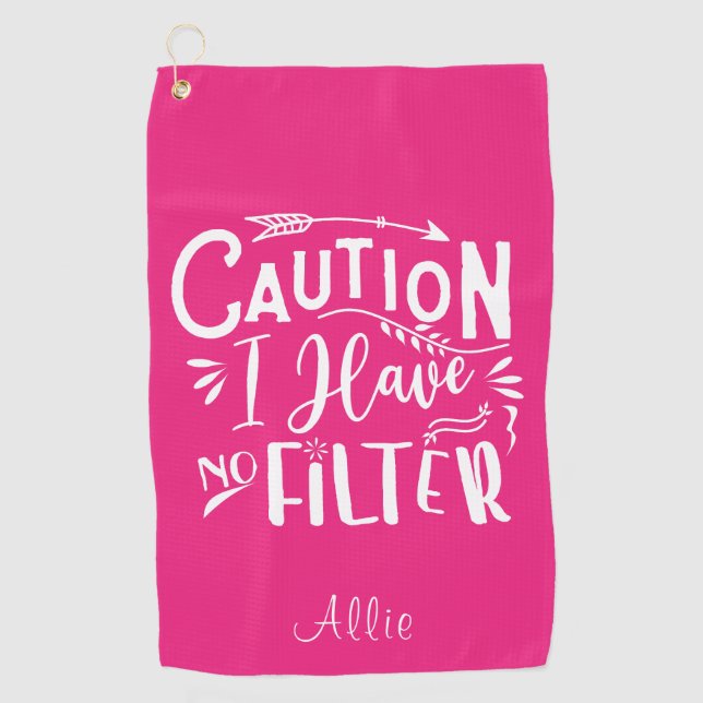 Funny Humour Pink and White Women's  Golf Towel (Front)