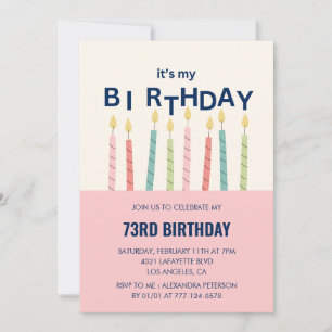 Funny Humour Pink Candle73rd birthday invitations