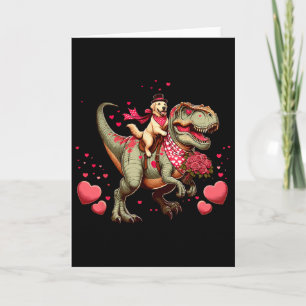 Funny Humour Valentine T-rex Golden Retriever Dino Card