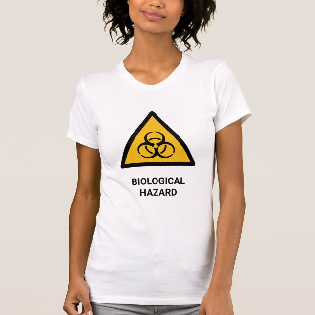 Funny Humourous Biological Hazard ISO 7010 Warning T-Shirt (Front)