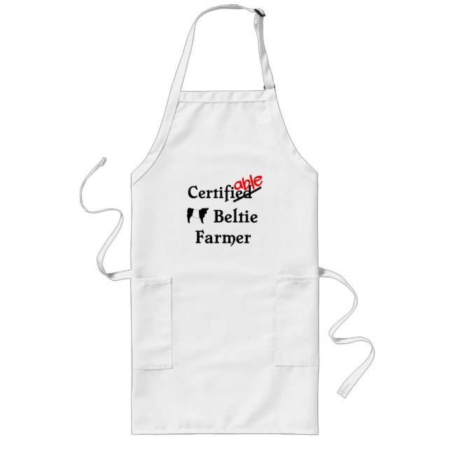 Funny Humourous Certifiable Beltie Farmer Gift Long Apron (Front)