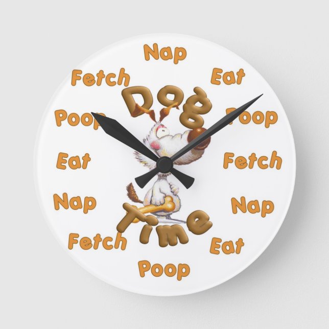 Funny Humourous Dog Time Wall Clock (Front)
