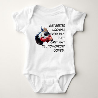 Funny humourous getting better looking text baby bodysuit
