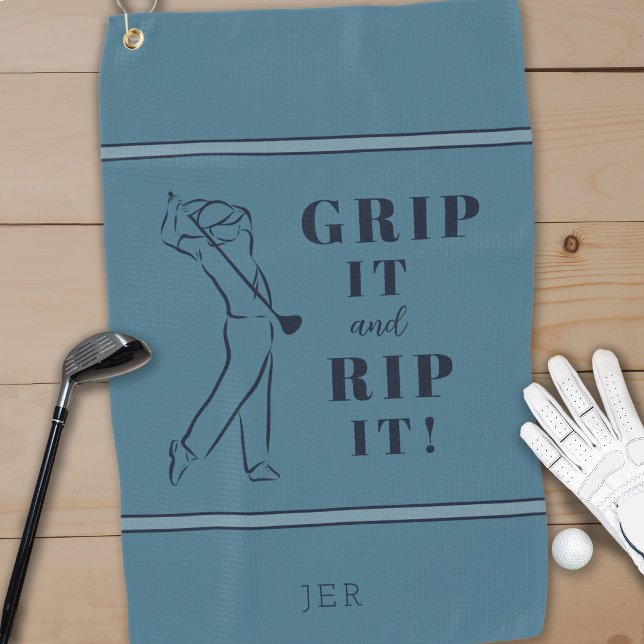 Funny Humourous Golf Grip Rip Mens Custom Pro Gree Golf Towel (Creator Uploaded)