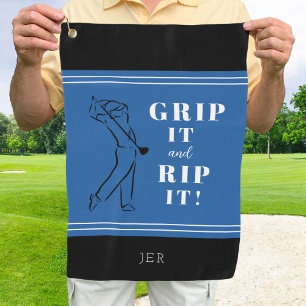 Funny Humourous Golf Grip Rip Mens Royal Blue Blac Towel