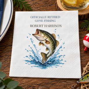 Funny Humourous Gone Fishing Retirement Party Napkin