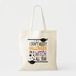 Funny Humourous Halloween Witch Broomstick Tote Bag