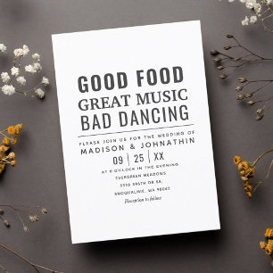 Funny Humourous Modern Black & White Wedding  Invitation