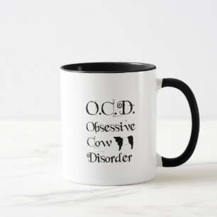 Funny Humourous OCD Obsessive Cow Disorder Belties Mug