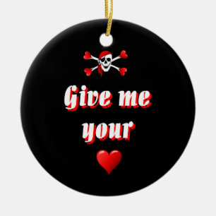 Funny humourous pirate flag ceramic tree decoration