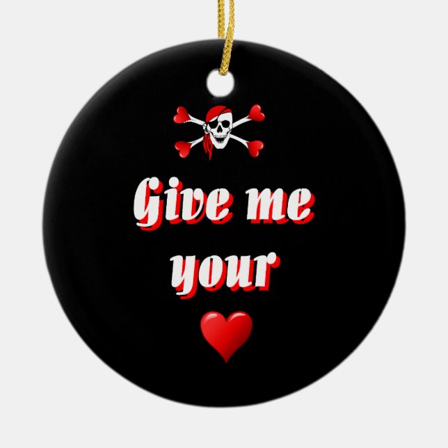 Funny humourous pirate flag ceramic tree decoration (Front)