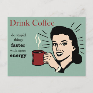 Funny Humourous Retro Coffee Poster Postcard