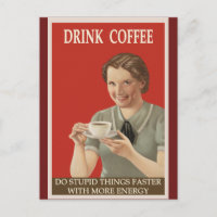 Funny Humourous Vintage Coffee Poster