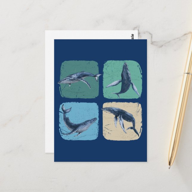 Funny Humpback Whale Watching Postcard (Front/Back In Situ)