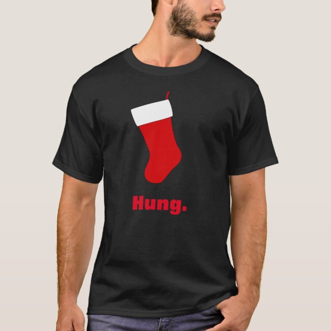 Funny Hung Stocking Christmas T-Shirt (Front)