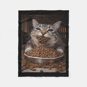 Funny hungry cat meme before the litter box chaos fleece blanket