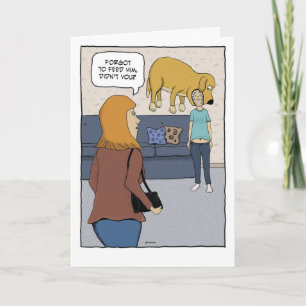 Funny Hungry Dog Biting Head Birthday Card