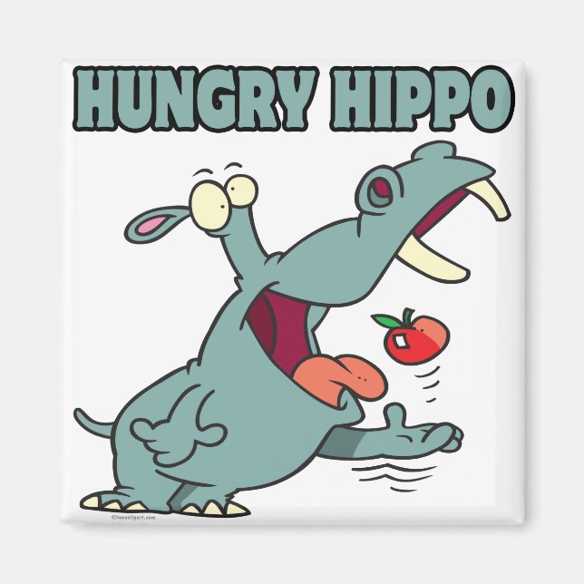 funny hungry hippo cartoon magnet (Front)
