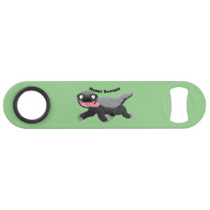 Funny hungry honey badger cartoon illustration