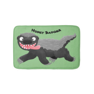 Funny hungry honey badger cartoon illustration bath mat