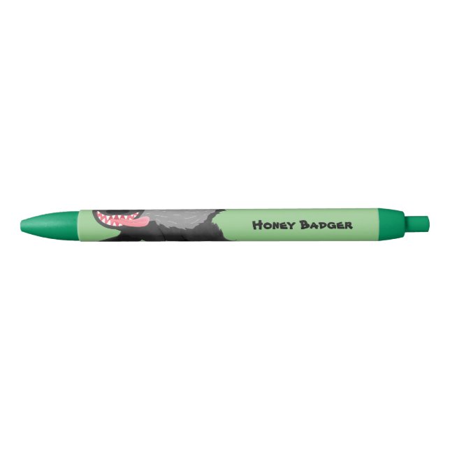 Funny hungry honey badger cartoon illustration black ink pen (Front)