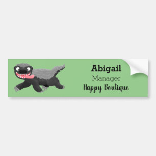 Funny hungry honey badger cartoon illustration bumper sticker