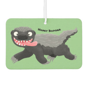 Funny hungry honey badger cartoon illustration car air freshener