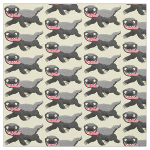 Funny hungry honey badger cartoon illustration fabric
