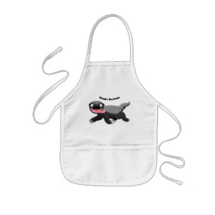 Funny hungry honey badger cartoon illustration kids apron
