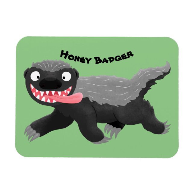 Funny hungry honey badger cartoon illustration magnet (Horizontal)